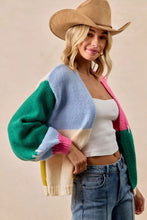 Load image into Gallery viewer, BiBi Color Block Open Front Sweater Cardigan