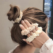 Load image into Gallery viewer, 6 Colors Woman Elegant Pearl Hair Ties Beads Girls Scrunchies Rubber Bands Ponytail Holders Hair Accessories Elastic Hair Band No Metal Hairband Girls Elegant Headwear Accessories Wraps Hoop Clips
