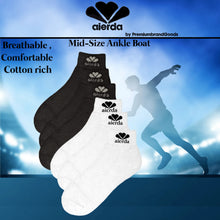Load image into Gallery viewer, PBG Active Men's Pure Athlete Socks, Ankle Boot Length, Cotton-Rich, Black/White (6 Pair)