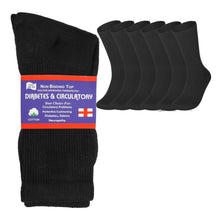 Load image into Gallery viewer, 6 Pairs Physicians Approved Diabetic Crew Socks Unisex Black/Grey/White