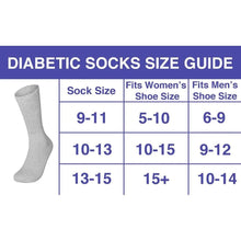 Load image into Gallery viewer, 6 Pairs Physicians Approved Diabetic Crew Socks Unisex Black/Grey/White