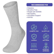 Load image into Gallery viewer, 6 Pairs Physicians Approved Diabetic Crew Socks Unisex Black/Grey/White