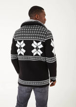 Load image into Gallery viewer, Lagos Red Exclusive Men's Black Patch Long Sweaters | Fur Collar LS84