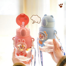 Load image into Gallery viewer, 600ml Kids Water Bottles Summer Cute High Beauty Straw Cup for Girls School Baby Leak proof Cartoon Children Water Bottle Water Bottle Cute Water Bottles for Girls Water Bottle with Straw and Adjustable Strap Portable Leakproof Bottles