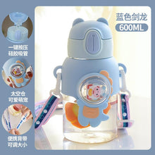 Load image into Gallery viewer, 600ml Kids Water Bottles Summer Cute High Beauty Straw Cup for Girls School Baby Leak proof Cartoon Children Water Bottle Water Bottle Cute Water Bottles for Girls Water Bottle with Straw and Adjustable Strap Portable Leakproof Bottles