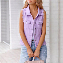 Load image into Gallery viewer, Women's Colorful Denim-Style Vest Jacket – Spring & Summer