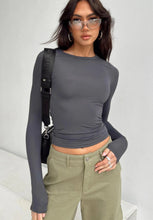 Load image into Gallery viewer, Slim Fit Long Sleeve Shirt | Women's Casual Crop Tops