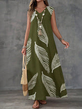 Load image into Gallery viewer, Printed V-Neck Sleeveless High-Waist Maxi Dress | 3 Colors