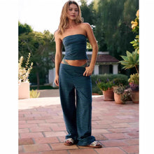 Load image into Gallery viewer, Women's Striped Tube Top & Pants Set – 2-Piece Modal Matching Outfit