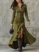 Load image into Gallery viewer, Women's Elegant Zipper Stand Collar Slit Slim-Fit Long Dress — Mermaid Maxi