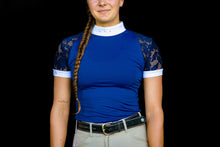 Load image into Gallery viewer, Short Sleeve Lace shirt- Navy