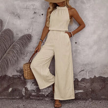 Load image into Gallery viewer, Women's Draped Neck Sleeveless Vest & Casual Pants Two-Piece Set