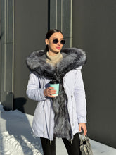 Load image into Gallery viewer, Genuine Silver Fox Fur Trim Rabbit Fur Insulated Parka