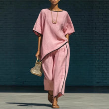Load image into Gallery viewer, Women's Casual Resort Loose Short-Sleeve Top & Pants Set