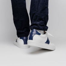 Load image into Gallery viewer, 61-101-NVY OLYMPIAS Italian Calfskin and Crocodile Stripe, Navy