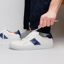 Load image into Gallery viewer, 61-101-NVY OLYMPIAS Italian Calfskin and Crocodile Stripe, Navy