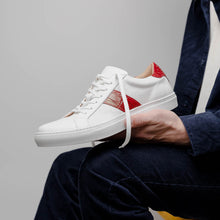 Load image into Gallery viewer, 61-101-RED OLYMPIAS Italian Calfskin and Crocodile Stripe, Red