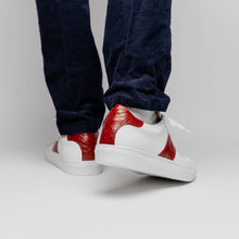 Load image into Gallery viewer, 61-101-RED OLYMPIAS Italian Calfskin and Crocodile Stripe, Red