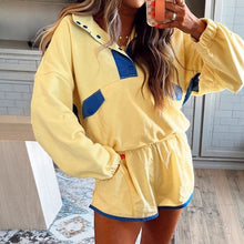 Load image into Gallery viewer, Women's Long-Sleeve Contrast Color 2-Piece Set – Top & Cropped Pants