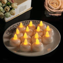 Load image into Gallery viewer, 6/12PCS Floating Candle Lights LED Floating Candles Flameless Tea Lights Warm Yellow Battery Operated Waterproof Decoration for Wedding Thanksgiving Christmas Waterproof Flameless on Water Candles LED Tea Light Wedding Party Decorative