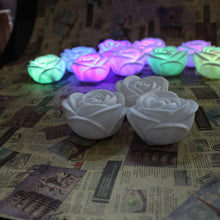 Load image into Gallery viewer, 6/12pcs LED Candle Light Simulation Rose Romantic Holiday Party Wedding Confession with Reusable Night Decoration Colorful Light Flameless LED Tea Lights Candle Romantic Love Rose Shape LED Candle