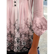 Load image into Gallery viewer, Women’s V-Neck 3/4 Sleeve Button-Front Tunic Blouse