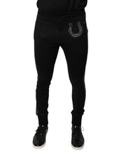 Load image into Gallery viewer, Dolce & Gabbana Black Horseshoe Embellished Wool Slim Fit Pants
