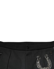 Load image into Gallery viewer, Dolce & Gabbana Black Horseshoe Embellished Wool Slim Fit Pants