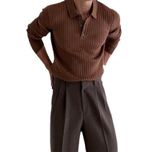 Load image into Gallery viewer, Men's Polo Shirt - Lapel Button Long Sleeve Slim Fit