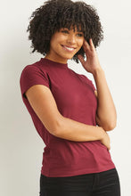 Load image into Gallery viewer, Women’s Organic Pima Cotton Short Sleeve Slim Fit Mock Neck Top