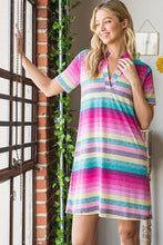 Load image into Gallery viewer, Colorful Full Size Striped Short Sleeve Mini Tee Dress Plus Size Casual Essential Summer Dress