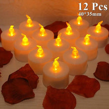 Load image into Gallery viewer, 6/24Pcs Flameless LED Candles Electric Fake Candle Battery Operated LED Tea Lights in Warm White for Wedding Table Festival Celebration Halloween Tea Light Creative Lamp Battery Powered Home Wedding Birthday Party Decoration Lighting