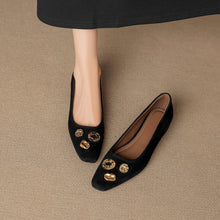 Load image into Gallery viewer, Women's French Retro Suede Pumps | Studded Slip-On Low-Cut Work Shoes with Hidden Lift | EU 36–40