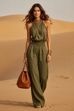 Load image into Gallery viewer, Women's Sleeveless Backless Lace-Up Halter Wide-Leg Jumpsuit