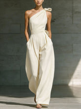 Load image into Gallery viewer, Women's Loose Sleeveless Off-Shoulder Belted Wide-Leg Jumpsuit