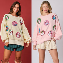 Load image into Gallery viewer, Women’s Christmas Egg Sequined Long-Sleeve Loose Sweatshirt