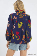Load image into Gallery viewer, Umgee Flower Print Blouse with Scalloped Neckline