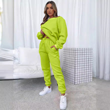 Load image into Gallery viewer, 👚 Women's Solid Color Round Neck Pullover Sweatshirt & Pants Set