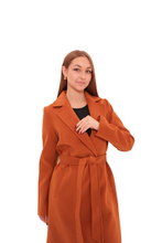 Load image into Gallery viewer, Windsor Classic Wraparound Cashmere Blend Overcoat in Cinnamon