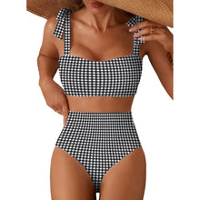 Load image into Gallery viewer, Tie-Shoulder Striped High-Waisted Bikini Set – Two-Piece Swimsuit for Women
