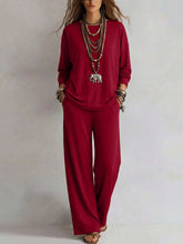 Load image into Gallery viewer, Women's Batwing-Sleeve Oversized Top & Wide-Leg Pants Set