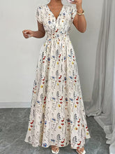 Load image into Gallery viewer, Women's V-Neck Floral Print A-Line Midi Dress – High Waist Sleeveless