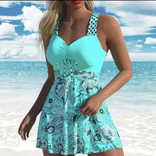 Load image into Gallery viewer, Women's Printed Dress-Style Swimsuit – Sleeveless One-Piece