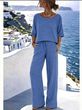 Load image into Gallery viewer, Women's Resort Set – Short Sleeve Top & Wide-Leg Pants