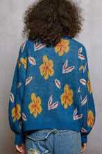 Load image into Gallery viewer, POL Floral Pattern Round Neck Balloon-Sleeve Sweater