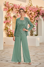 Load image into Gallery viewer, Women's Floral Lace Jacket & Top & Chiffon Wide-Leg Pants Three-Piece Formal Set – 12 Colors US0–14