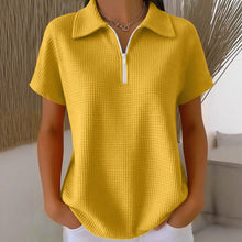 Load image into Gallery viewer, Drop Shoulder Half-Zip Waffle Knit Top – 3/4 Sleeve Pullover