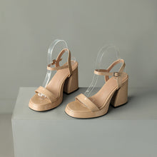 Load image into Gallery viewer, Women's Round Toe Chunky Heel Sandals – Buckle Strap Block Heel
