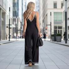 Load image into Gallery viewer, Women's V-Neck Backless Wide-Leg Jumpsuit – High Waist Casual