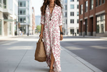 Load image into Gallery viewer, Digital Print Lapel Midi Shirt Dress – 5 Colors, S–3XL